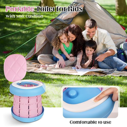 Inmorven Portable Toilet Camping Foldable Potty for Toddler Adults Kids Travel Potty for Car,Camping,Trips,Boat,Indoor,Outdoor Emergency,Travel etc,Adjustable Height Training Toilet Seat.