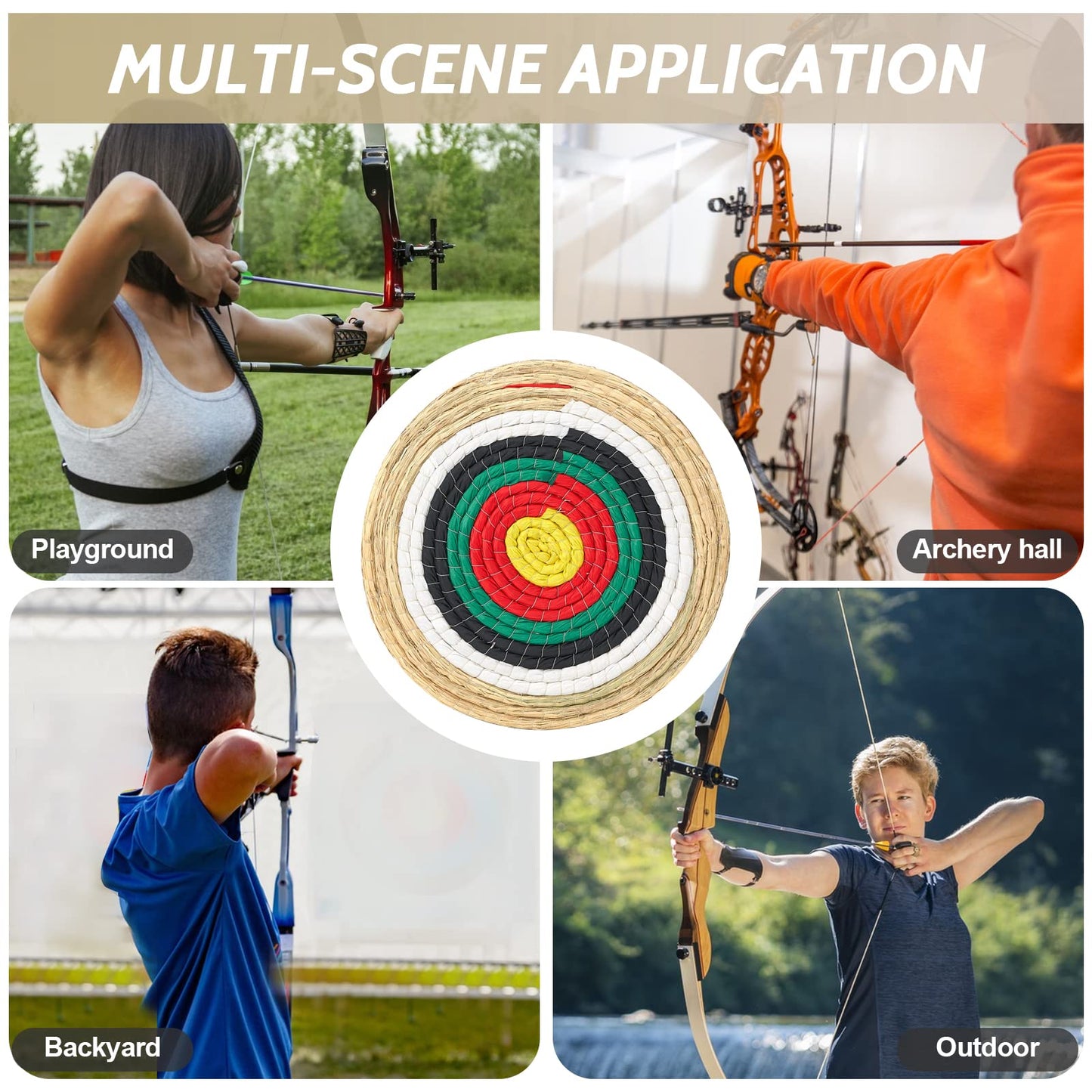 Swatlo Archery Targets for Backyard 20 Inch Traditional Hand-Made Round Straw Archery Target Bow & Arrow Target for Archery Practice (3 Layer Green)