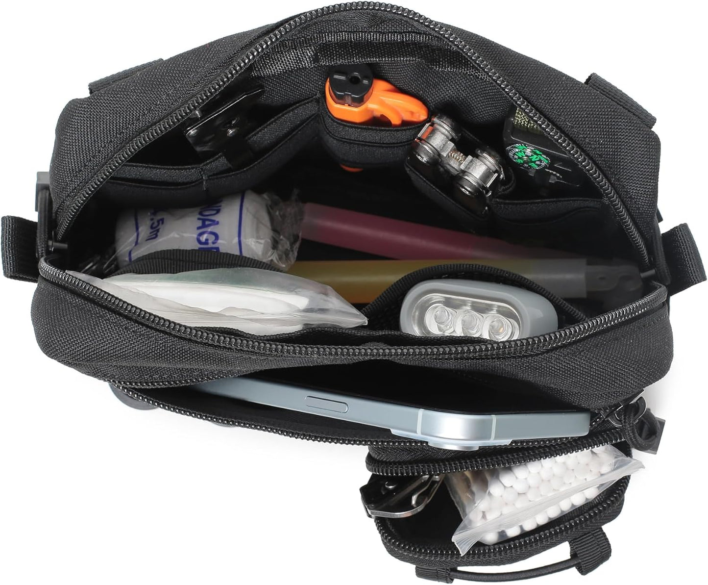 Skiennix Tactical Molle Horizontal Admin Pouch - EDC Utility Organizer Bag with Front Drawstring Pocket