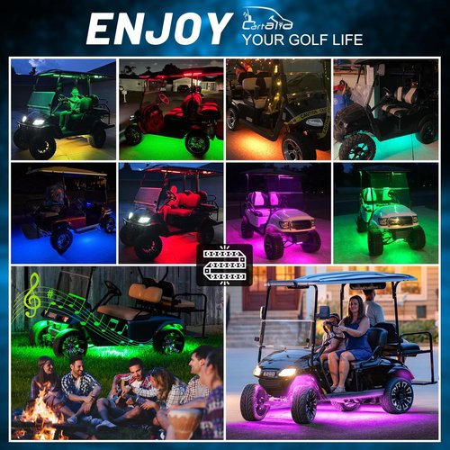 Cartalia Golf Cart Underbody and Canopy LED Lights 6Pcs, 12V - 80V Input Golf Cart Underglow Light Kit Bluetooth APP Control for EZGO Club Car Yamaha, Music Mic Sync Modes (Included Voltage Reducer)