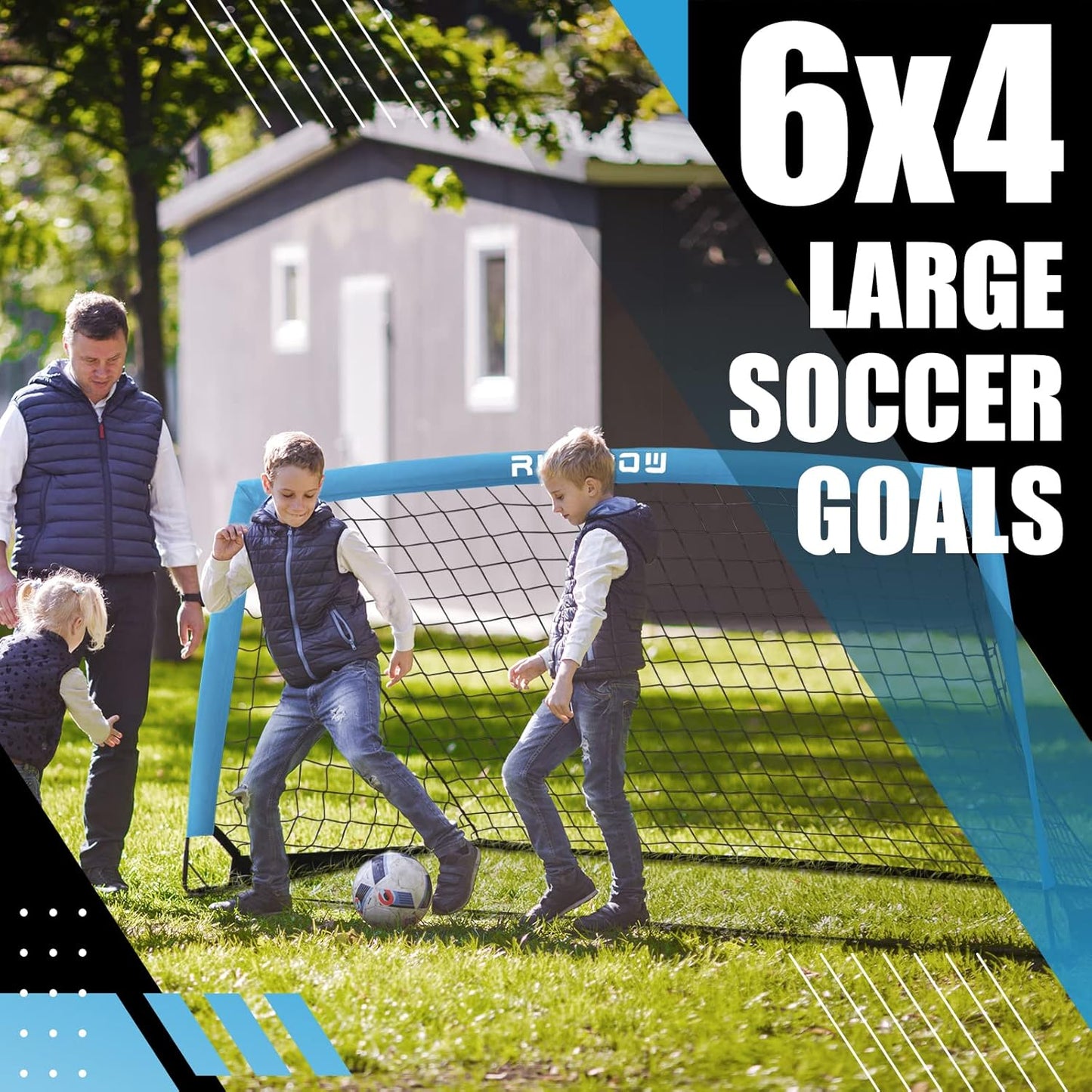 RUNBOW 6x4 FT Portable Kids Soccer Goal - Folding Soccer Net with Carry Bag for Indoor/Outdoor Training