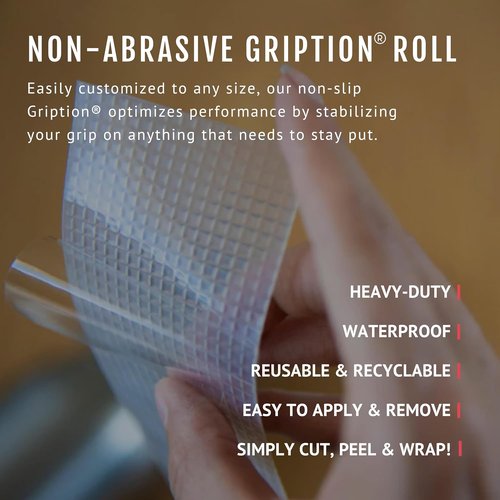 CATTONGUE GRIPS Non-Abrasive Grip Tape Roll - Heavy-Duty 2” Waterproof Anti-Slip Tape for Indoor & Outdoor Use (Clear, 10ft)