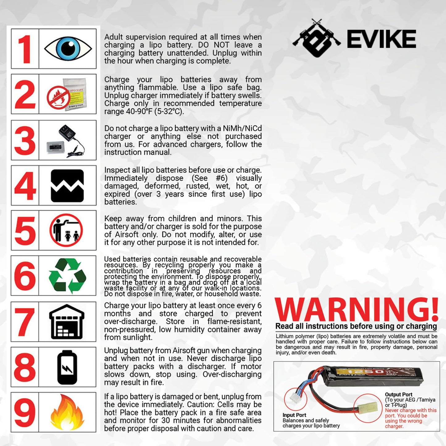 Evike Airsoft - Matrix High Performance 7.4V Stick Type Airsoft LiPo Battery (Model: 1000mAh / 20C / T-Plug & Short Wire)