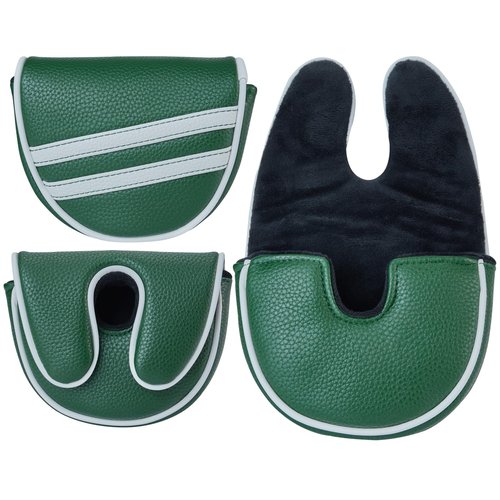Kimpengofu Vintage Golf Club Classic Stripes Mallet Putter Cover Magnetic Closure Fits for OZ1 MEZZ1 MEZZ1 MAX Putters Center Shaft Synthetic PU Leather Headcover (Green)