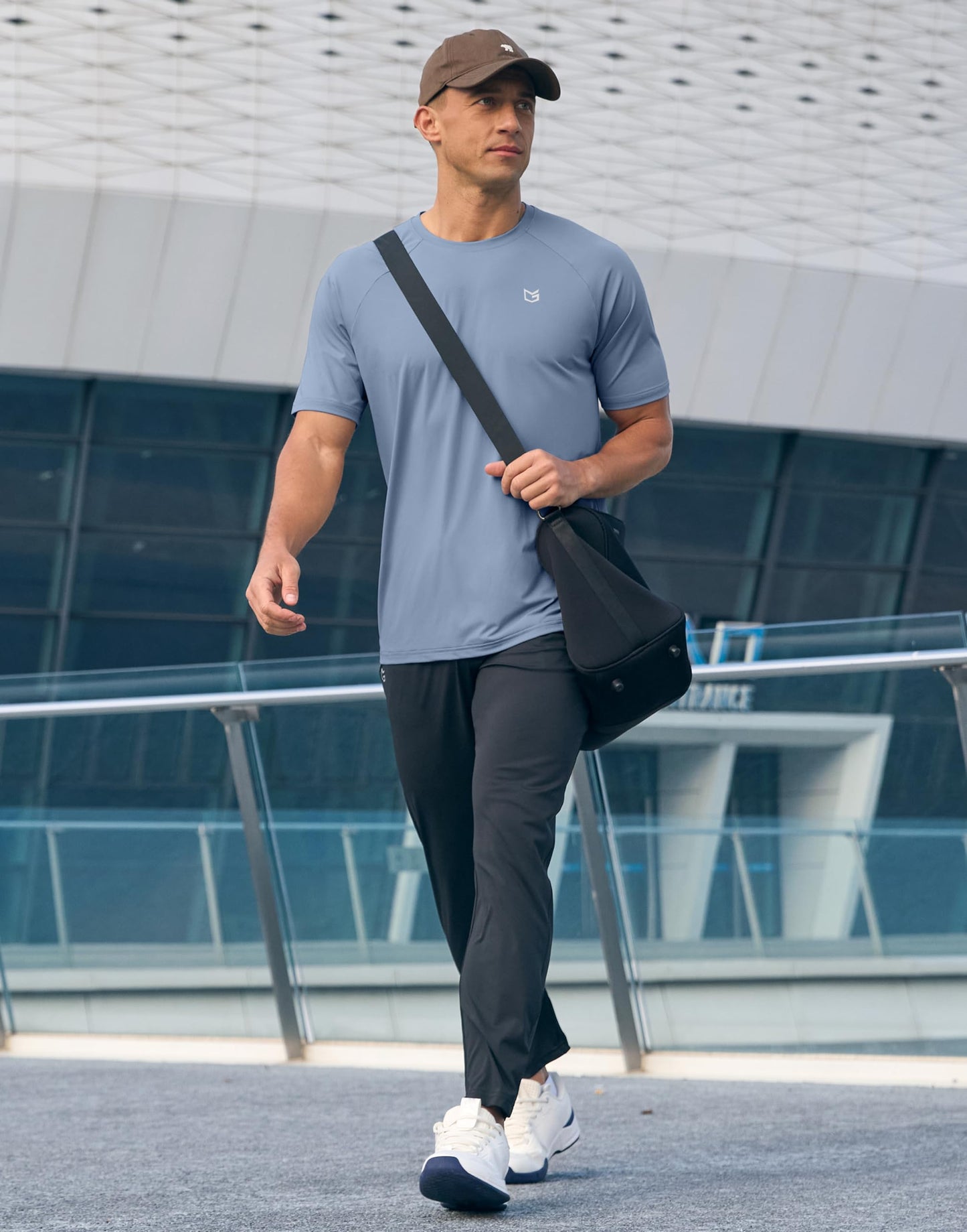 G Gradual Men's Athletic Workout T-Shirts Moisture Wicking Cooling Running Shirts Short Sleeve Performance Tee for Gym Tennis(Slate Blue,M)