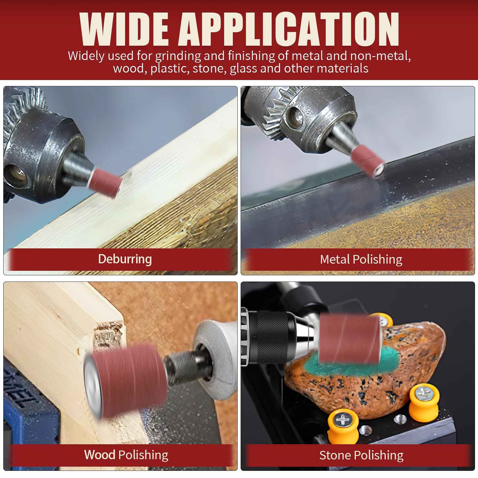 VIBRATITE 37 Pieces Drill Press Sanding Drum Kit, 80 and 120 Grit Spindle Sander Sleeves with Tool Carrying Case for Rotary Tools, Power Drill, Woodworking, Paint, Metal Surfaces Polishing Jobs