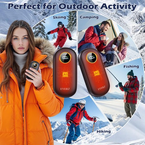 Rechargeable Hand Warmers, Dual-Sided Electric Hand Warmers with LED Display & Flashlight, 4 Levels Fast Heat, Portable Handwarmers for Christmas, Hunting Essentials, Camping, Gift for Men, Women