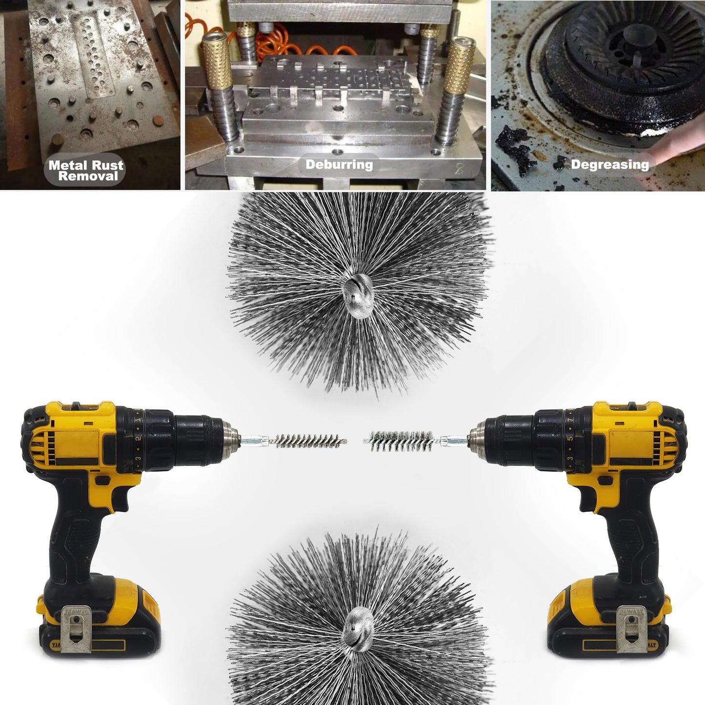 ASNOMY 5Pcs 1" Stainless Steel Bore Brush for Drill,25mm Wire Brush Bore Cleaning Brush Set for Power Drill Cleaning, Abrasive Wire Brush with 1/4" Hex Shank