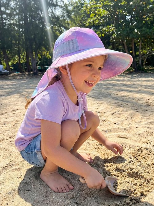 Icolor Kids Sun Hat - UPF 50+ Sun Protection Bucket Hat with Neck Flap | Toddler Summer Beach Hat for Ages 3-10