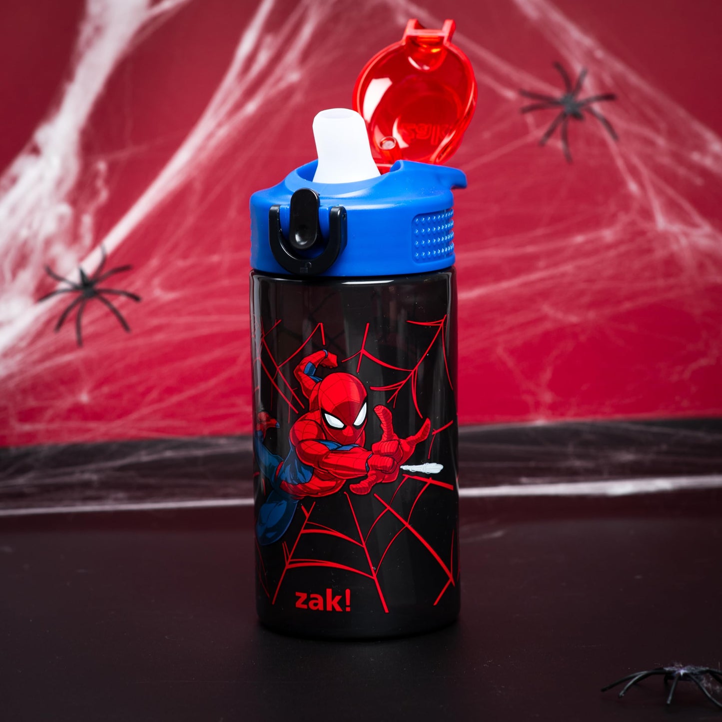 Zak Designs Marvel Spider-Man Sage 16oz Leak-Proof Straw Kids Water Bottle