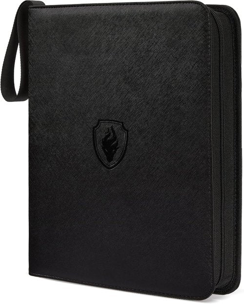 Fabmaker 9 Pocket Card Binder - Premium PU Cover Holds 756 Cards | Portable Black Collection Album
