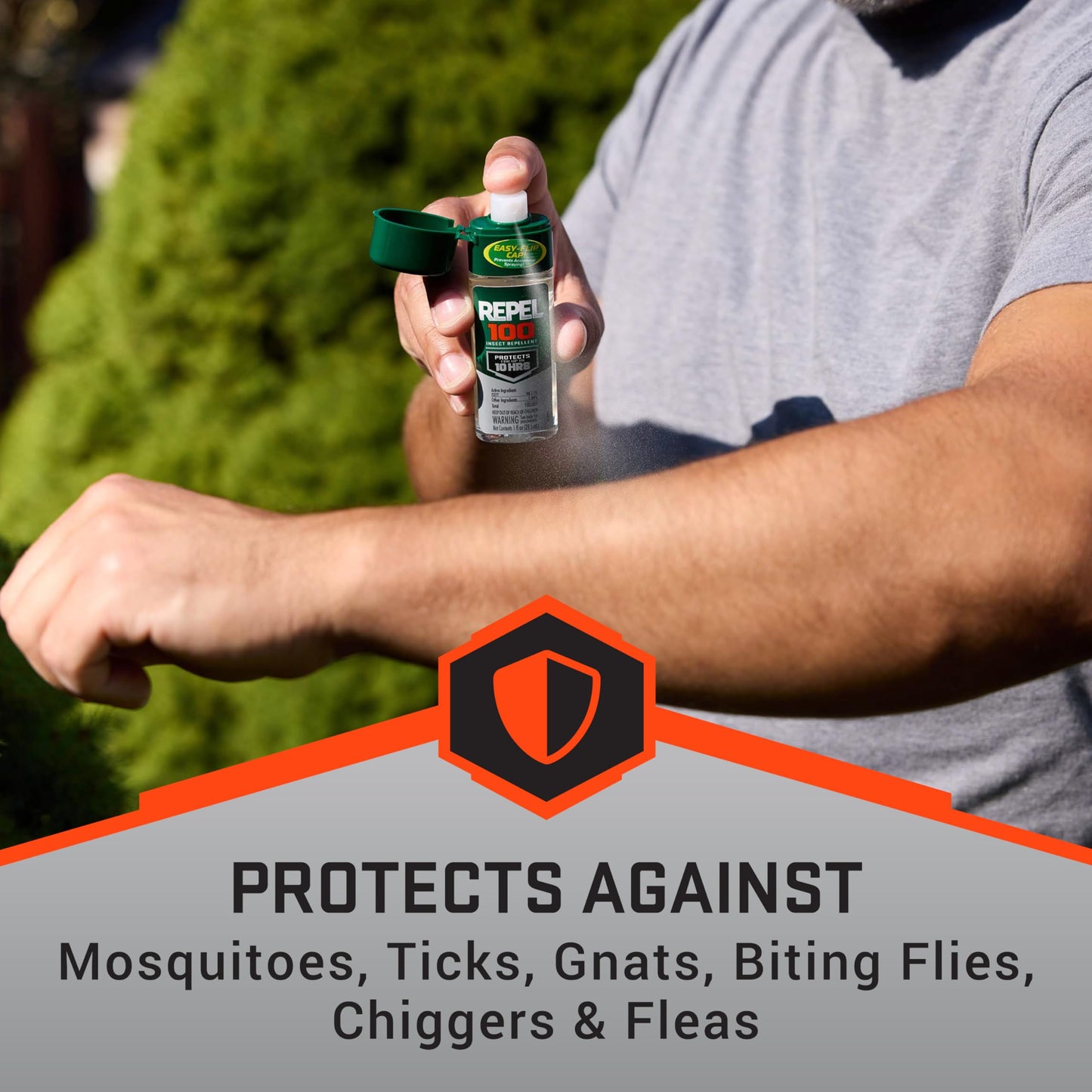 Repel 100 Insect Repellent, 1 Ounce, With DEET, 10-Hour Protection Long-Lasting Insect Repellent Travel Pump Spray Repels Mosquitoes, Ticks, Gnats, Biting Flies, Chiggers And Fleas