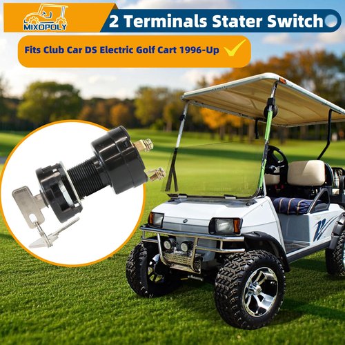 MIXOPOLY Ignition Key Switch for Club Car DS Electric Golf Cart 1996-Up, 2 Terminals Stater Switch Replace OEM 101826201, 1018262-01