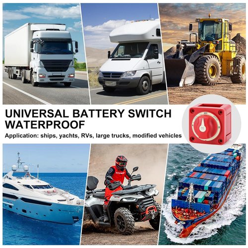 Akozon Battery Disconnect Switch - 300A 3 Position Dual Circuit Selector | IP66 Waterproof for Marine, RV, Truck, Car
