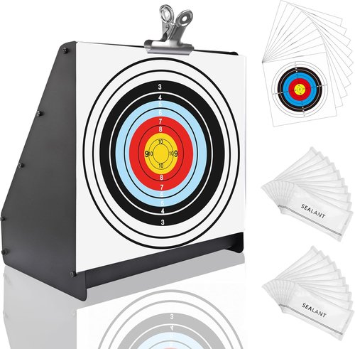 Ideagle Air Rifle Pellet Trap - Heavy Duty BB Trap with 10 Bullseye Paper Targets | .22/.177 Caliber, 11"x11" Size