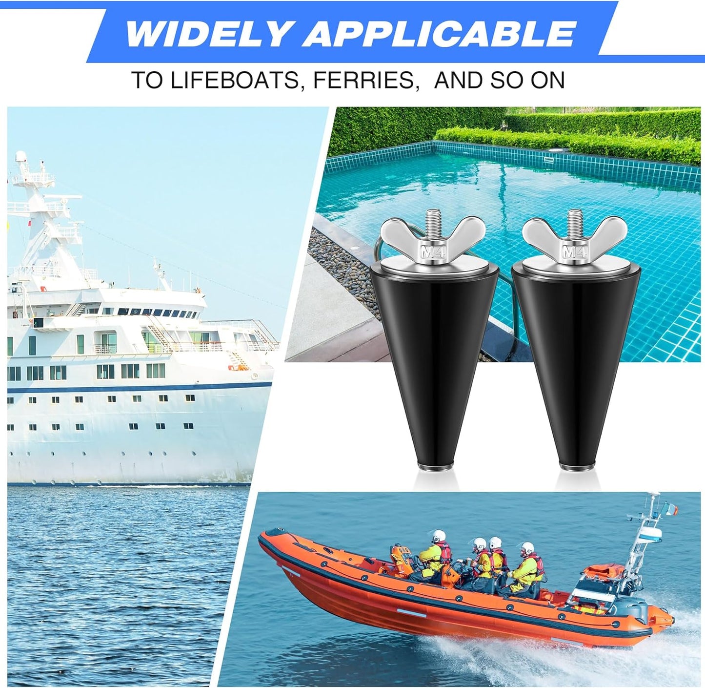 Rubber Winter Boat Drain Plug - 2 Pcs Long Tapered Stoppers with Stainless Steel Head | Fits 1/2 to 1 Inch Holes
