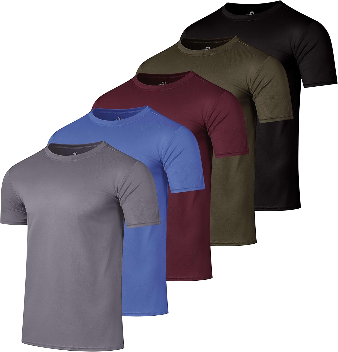 Real Essentials Men’s Mesh Short Sleeve Crew Neck T-Shirt - 5 Pack Athletic Tees for Big & Tall