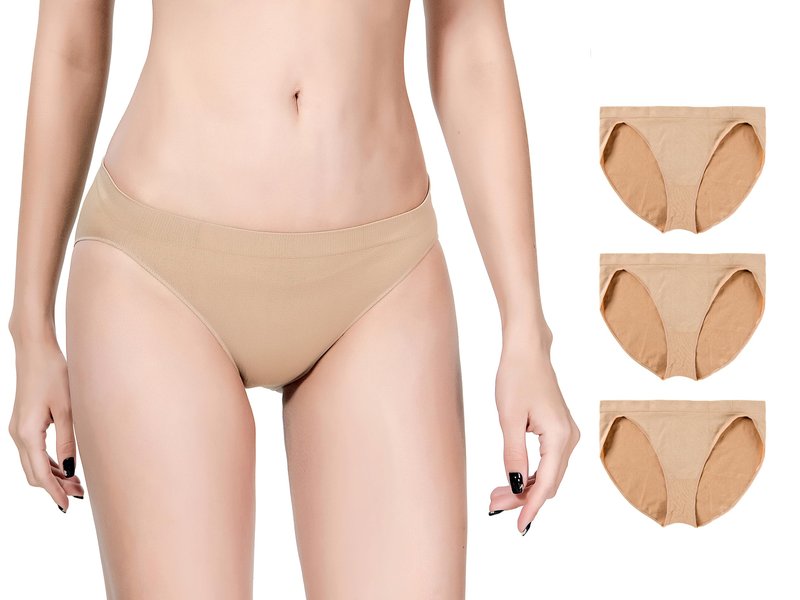 MOLLDAN Nude Dance Underwear Women Girls Seamless Ballet Briefs Gymnastics Briefs High Cut Beige Bottoms Ballerina Underwear(8C13-3)