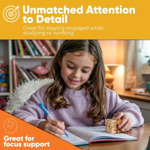BunMo Wooden Fidget Cube - Beechwood Infinity Cube Toy | Smooth Folding Pocket Size for Travel & Desk