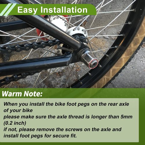 PARSLUCK 4 Pcs Aluminum Alloy Anti-Skid Bike Pegs 100mm Length Bicycle Backseats Stands Cycling Foot Pegs 3/8 Inch Axles Black Gold Tone