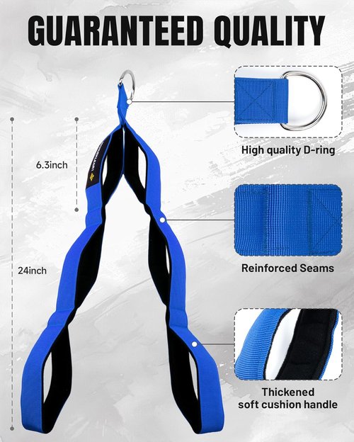MANUEKLEAR Tricep Rope Cable Attachment - Enhanced Range of Motion for Push Downs & Face Pulls