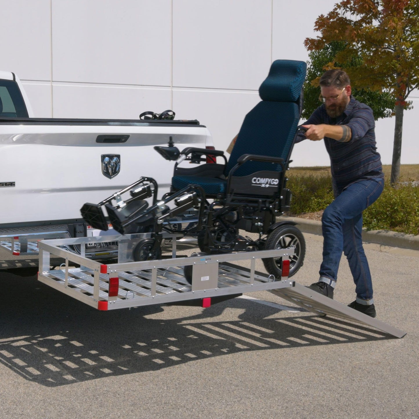 Wheelchair Scooter Carrier w/Ramp, Car Truck SUV, 500 lb Cap, Silver Spring