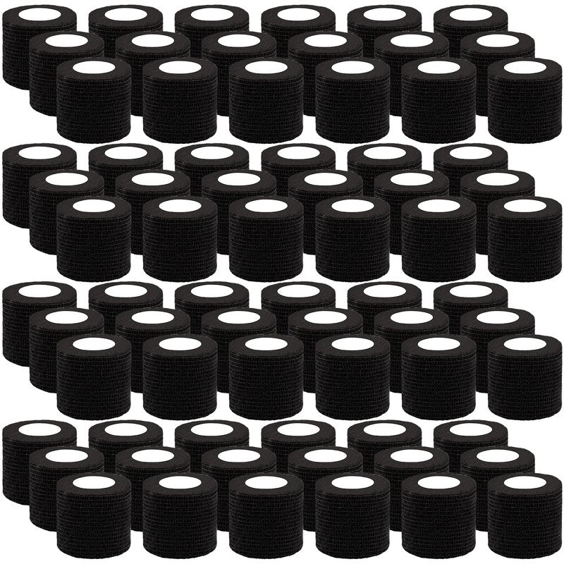 BQTQ 72 Rolls Self Adhesive Bandage 2 Inch Self Adherent Wrap Black Tape Self Stick Bandages Stretch for Wrist Ankle Swelling Sprains