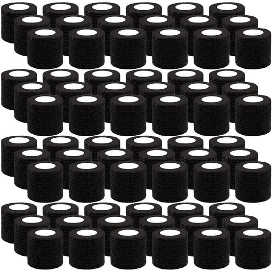 BQTQ 72 Rolls Self Adhesive Bandage 2 Inch Self Adherent Wrap Black Tape Self Stick Bandages Stretch for Wrist Ankle Swelling Sprains