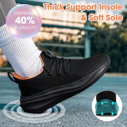 ZOVE Wide Toe Box Shoes Women Tennis Sneakers Arch Support Extra Wide Width Running Shoes for Women Walking Athletic 8819 All Black 38