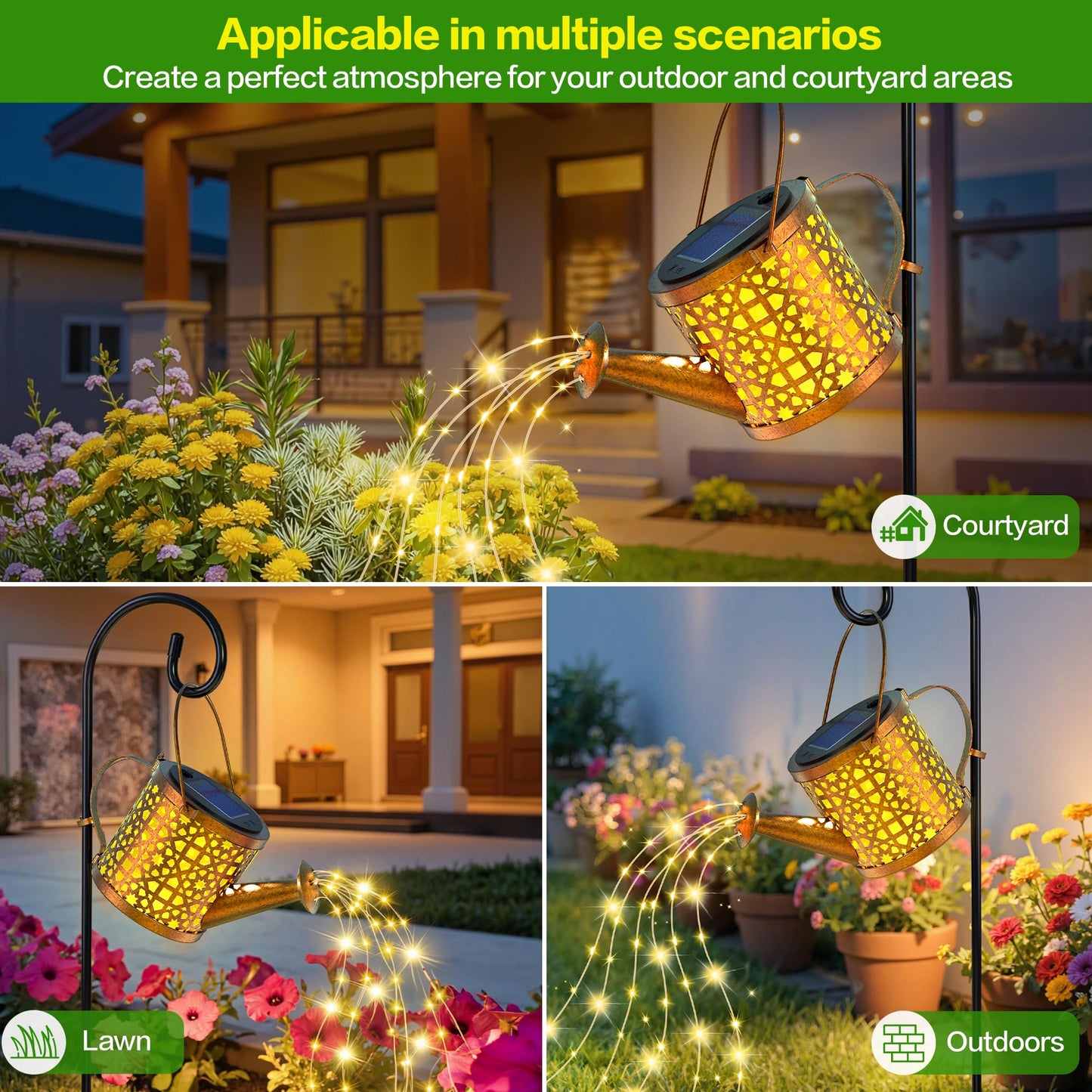 Solar Watering Can Lights Waterproof, Solar Lights Outdoor Decorative Garden Decor Metal Hanging Lights for Outside Patio Pathway Yard, Christmas Birthday Gardening Gifts