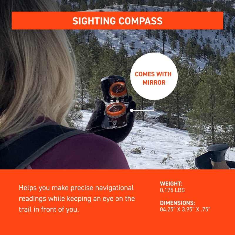 S.O.L. Survive Outdoors Longer Sighting Compass with Signaling Mirror