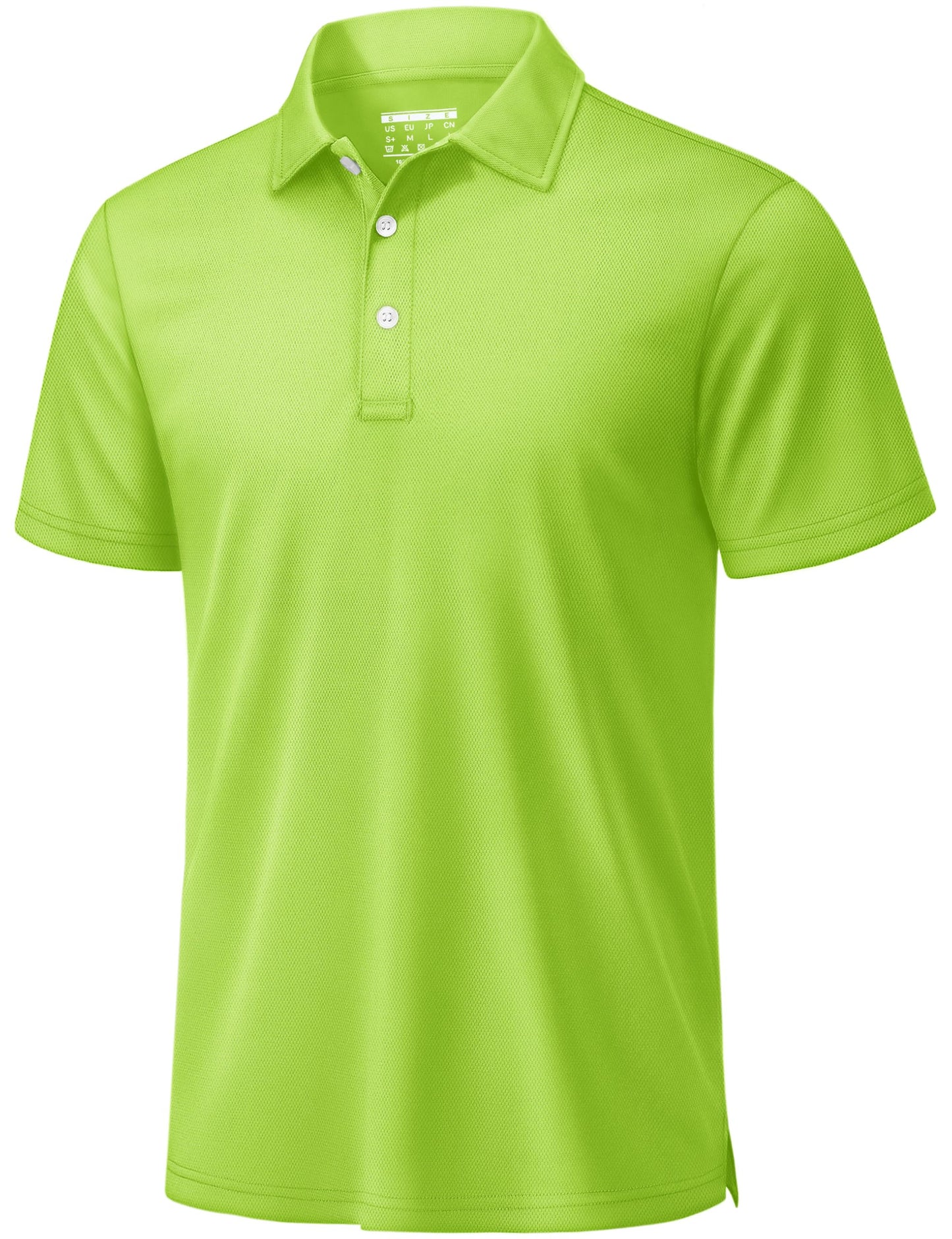 TACVASEN Mens Golf Shirt Dry Fit Mens Polo Shirts Short Sleeve Performance Golf Polos for Men with Collar Work Shirts Neon Green, 2XL
