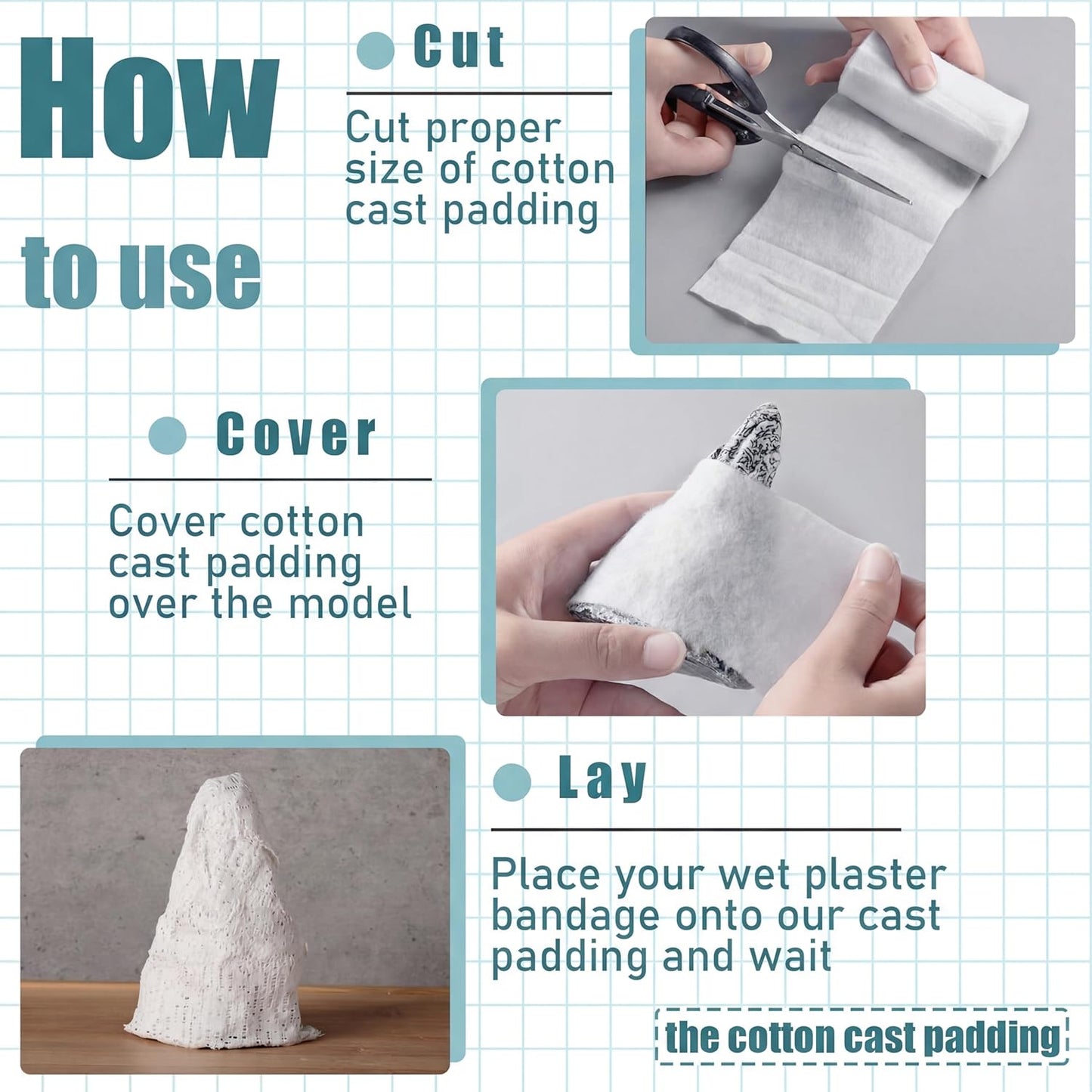 Nuanchu Cast Padding - Soft Individual Pack for Plaster Cloth & Bandage Art Projects | 2 Inch x 8.8 ft