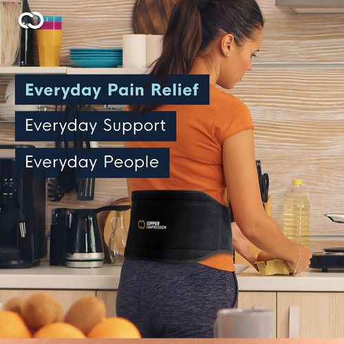 Copper Compression CopperVibe Back Wrap - Vibration & Heat Therapy Massager Pad for Lower Back Pain Relief