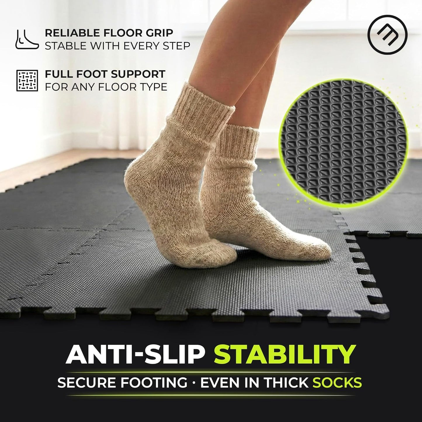 Bemaxx Gym Mats Set - 18 Pcs EVA Interlocking Foam Floor Tiles | 12.6"x12.6"x0.4" | Durable Protective Flooring for Home Workout & Fitness