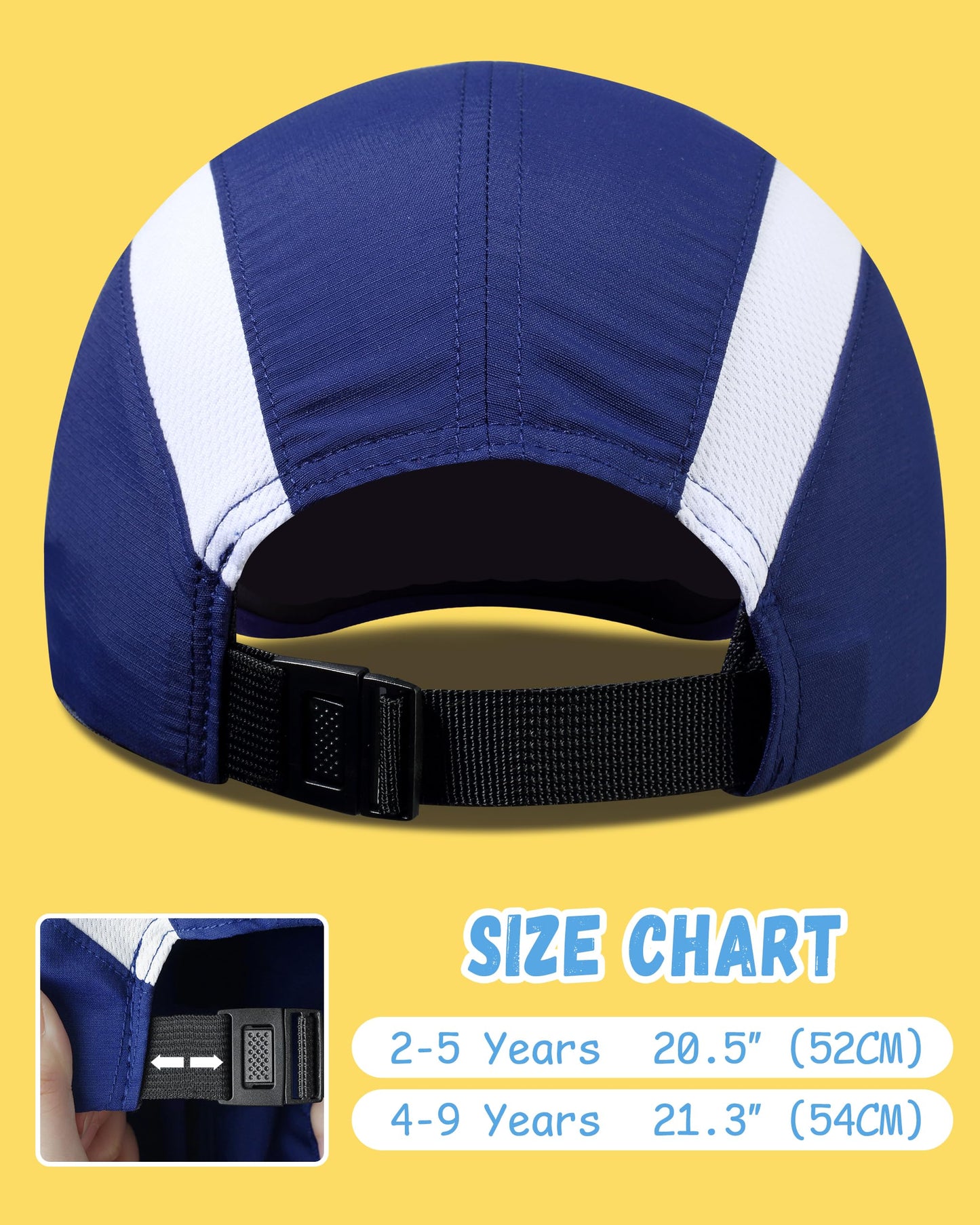 GADIEMKENSD Kids Hat, Foldable Toddler Baseball Cap, UPF50+ Sun Protection, Lightweight and Breathable, Quick Drying and Cool, Suitable for Boys or Girls 4-9T Blue