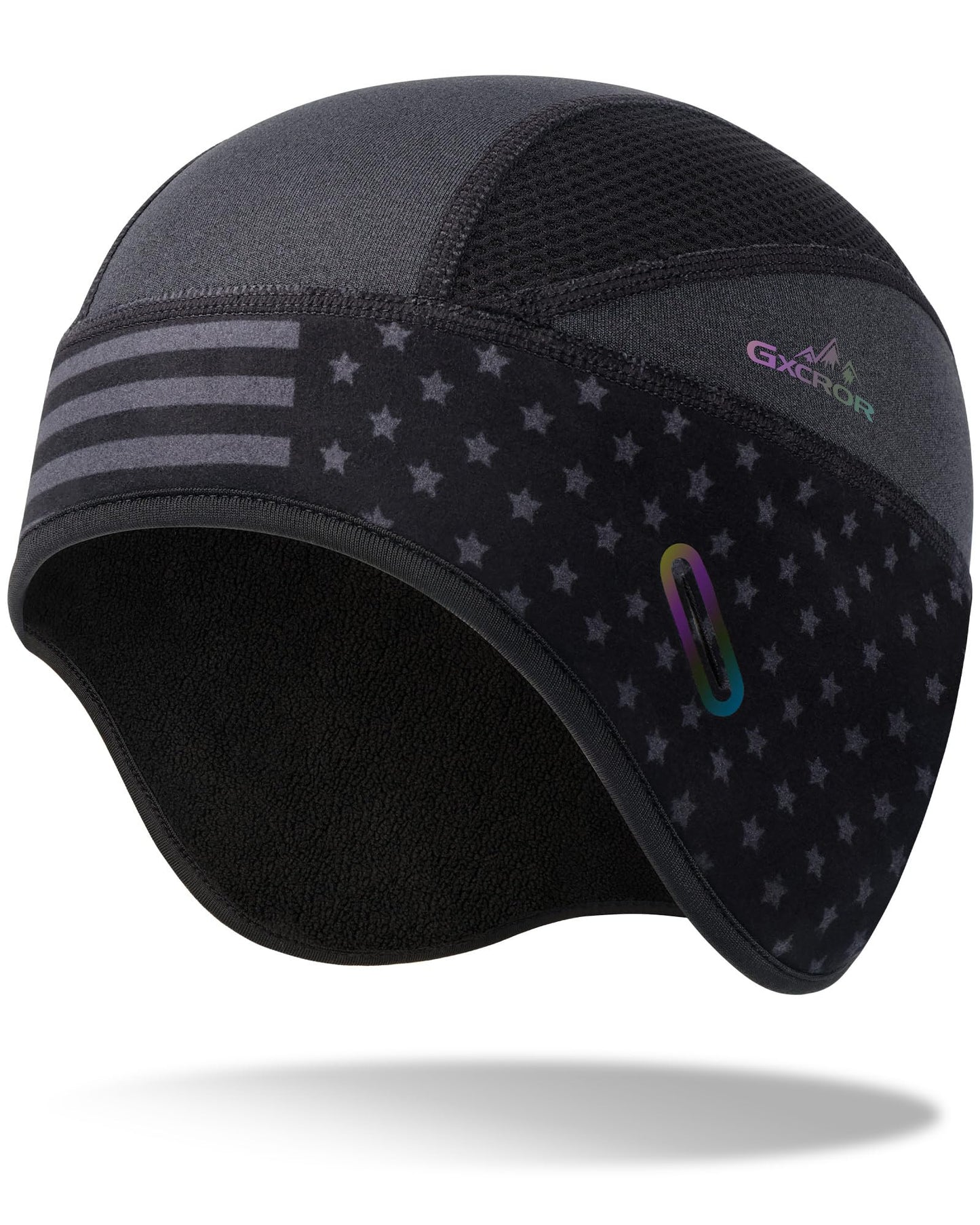 GXCROR Winter Helmet Liner Skull Cap, Fleece Lined Warm Cycling Cap with Glasses Holes, Thermal Hat Beanie for Men Women