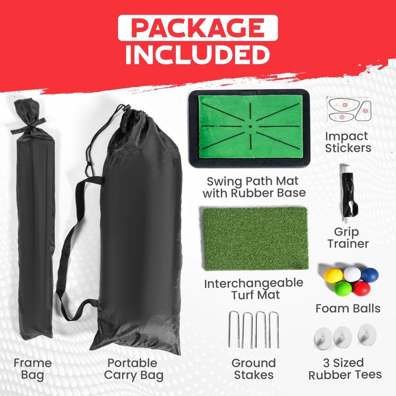 UMDIDLE 10x7ft Heavy Duty Golf Hitting Net with Swing Path Mat & Turf Insert – Backyard & Garage Golf Practice Net for Real Golf Balls, Indoor Outdoor Full Swing & Chipping