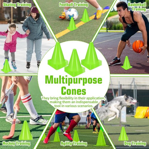 Maquita 30 Pack 7-Inch Plastic Traffic Cones - Agility Markers for Soccer, Football, Basketball & More