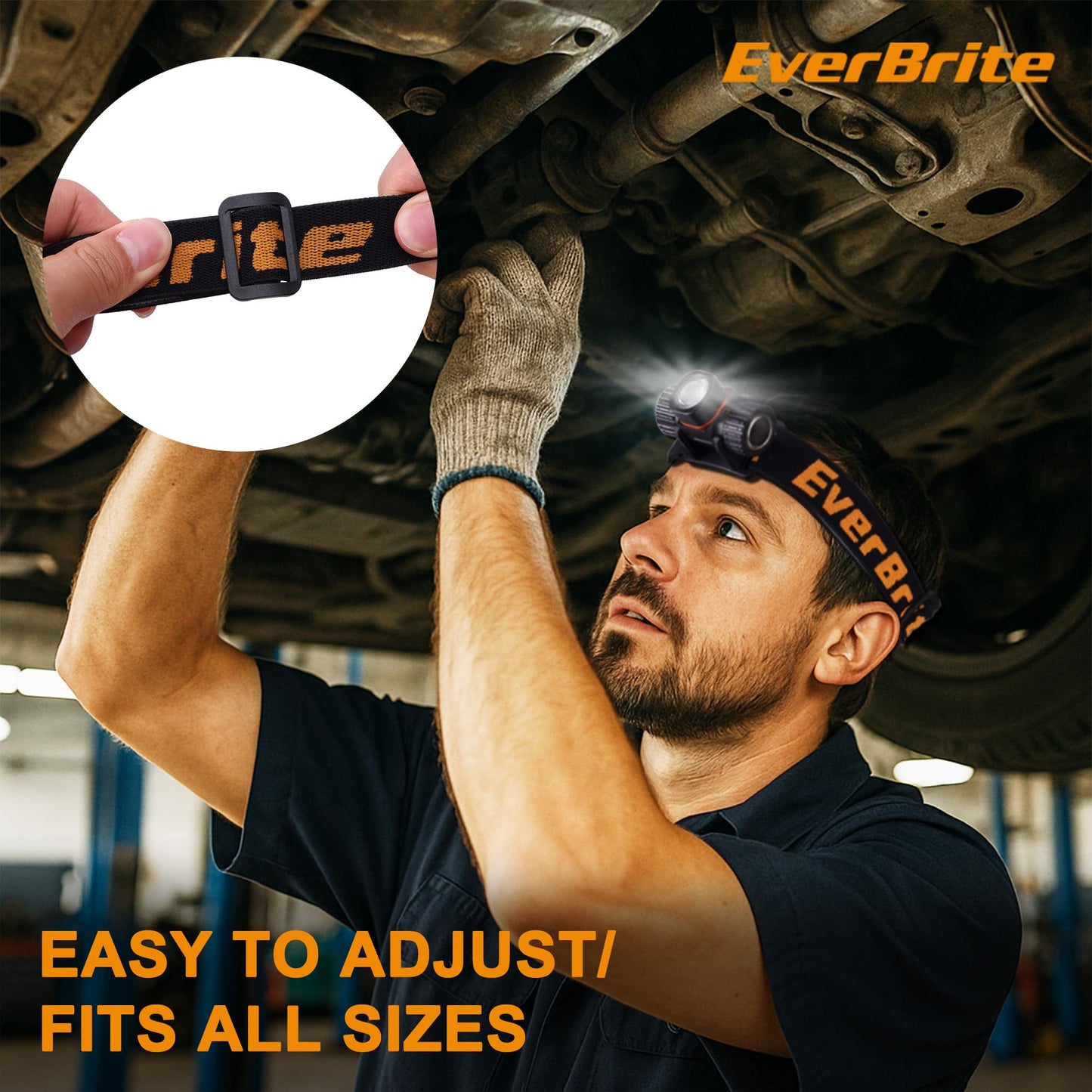 EverBrite Rechargeable Headlamp, 500 Lumen LED Rechargeable Headlight with 4 Light Modes, Magnetic Base and Adjustable Headstrap, Perfect for Camping, Hiking, Caving, Fishing