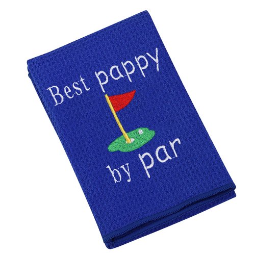 LEVLO Dad Golf Towel Embroidered Golf Towel Gift Golf Father Gift Best Papa/Pops/Grampy/Papaw/Opa by Par Golf Towel with Clip (Best Pappy by par)