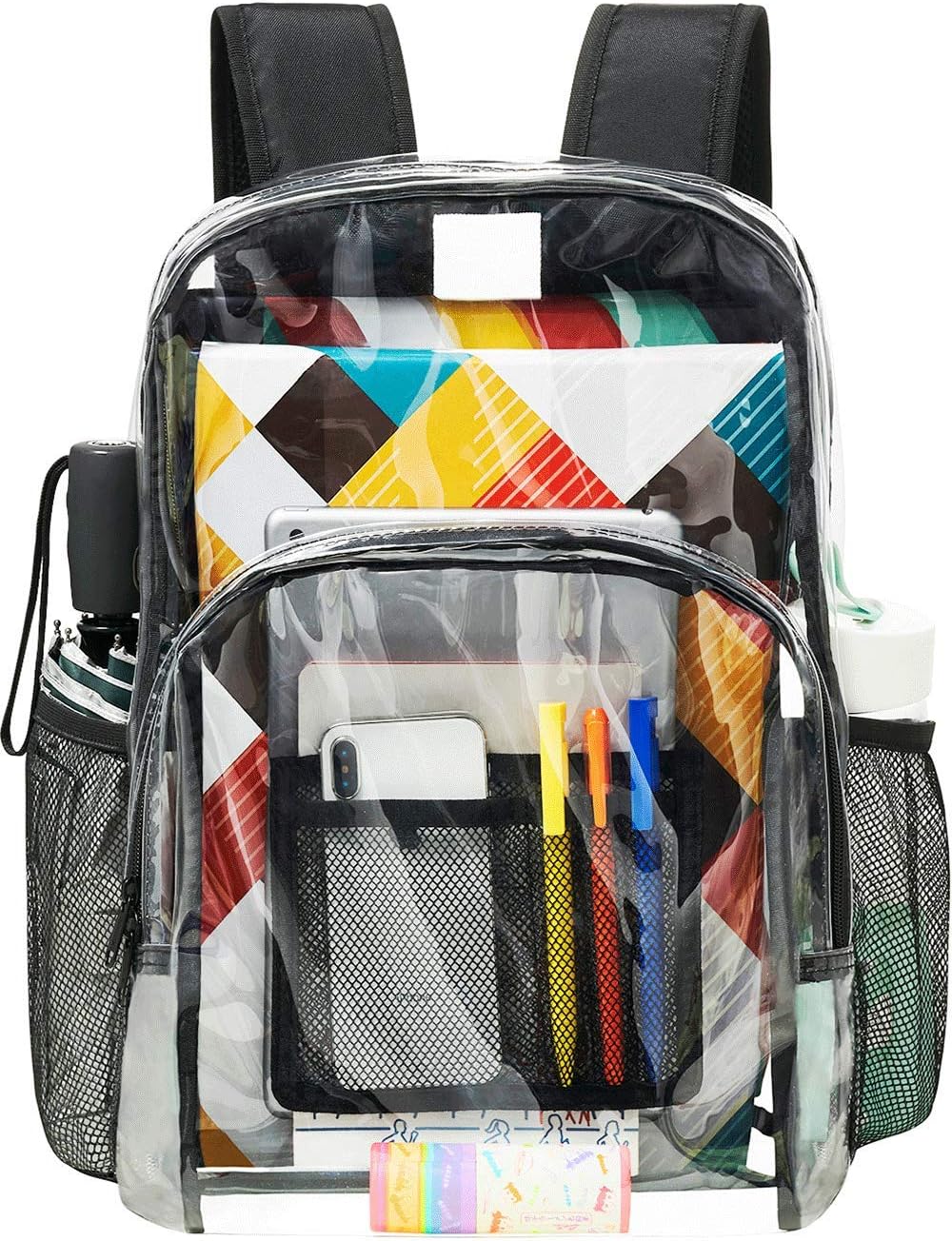 Vorspack Clear Backpack - Heavy Duty Transparent Design for College & Workplace | 2 Pack Black
