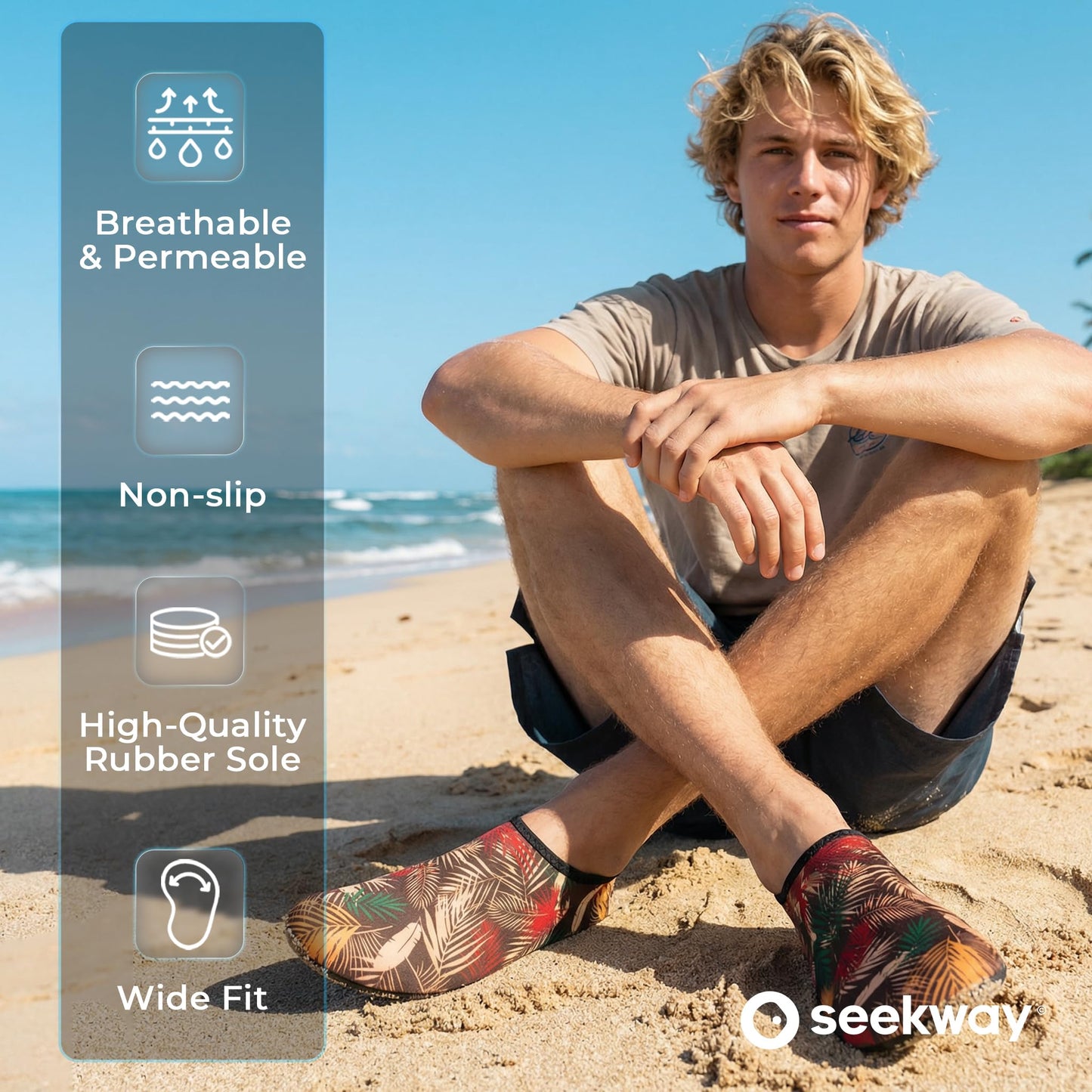 SEEKWAY Water Shoes Barefoot Aqua Socks Quick-Dry Non Slip Shoes for Beach Swim Pool River Boating Surf Women Men Bird SK002(U)