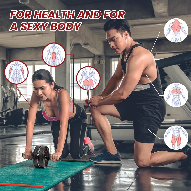 NESOHC-LLEW Ab Roller Wheel. Abdominal Training Roller for Men/Women, Abdominal Wheels Widened to 3.4 ", Rubber Tread of The Abdominal Wheel Upgraded, Max Weight 490 lbs