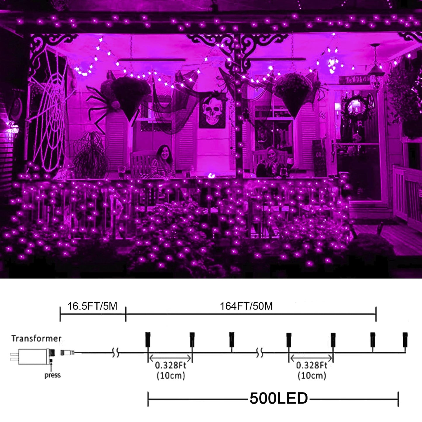 500 LED Pink Christmas Lights Black Wire,164 FT Outdoor Fairy Lights Plug in, Pink String Lights with 8 Twinkle Modes for Indoor Outdoor Bedroom, Yard, Wedding, Valentines Day Decoration