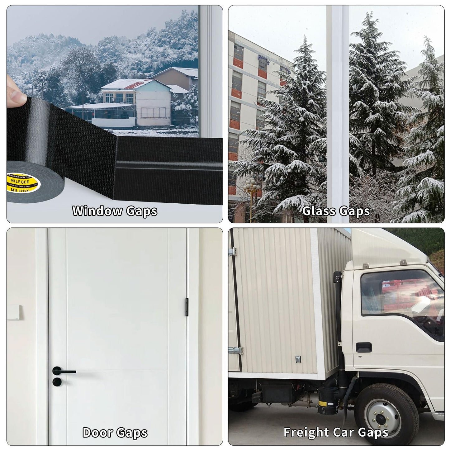 MILEQEE Duct Tape Heavy Duty Single Sided, Strong Adhesive High Strength, Waterproof Mesh Tape for Indoor and Outdoor Repairing Sealing Bonding, Easy Use Hand Tearable, 3.15 Inch x 33 Feet, Black