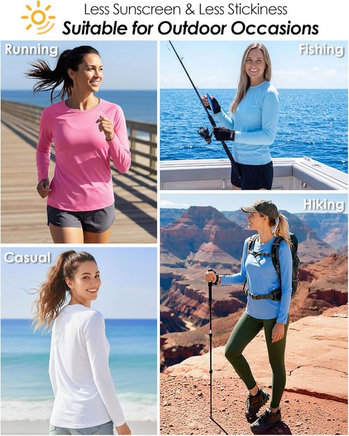 Boladeci Women's Sun Shirts - UPF 50+ UV Protection Long Sleeve Rash Guard | Quick Dry Lightweight Workout Tops