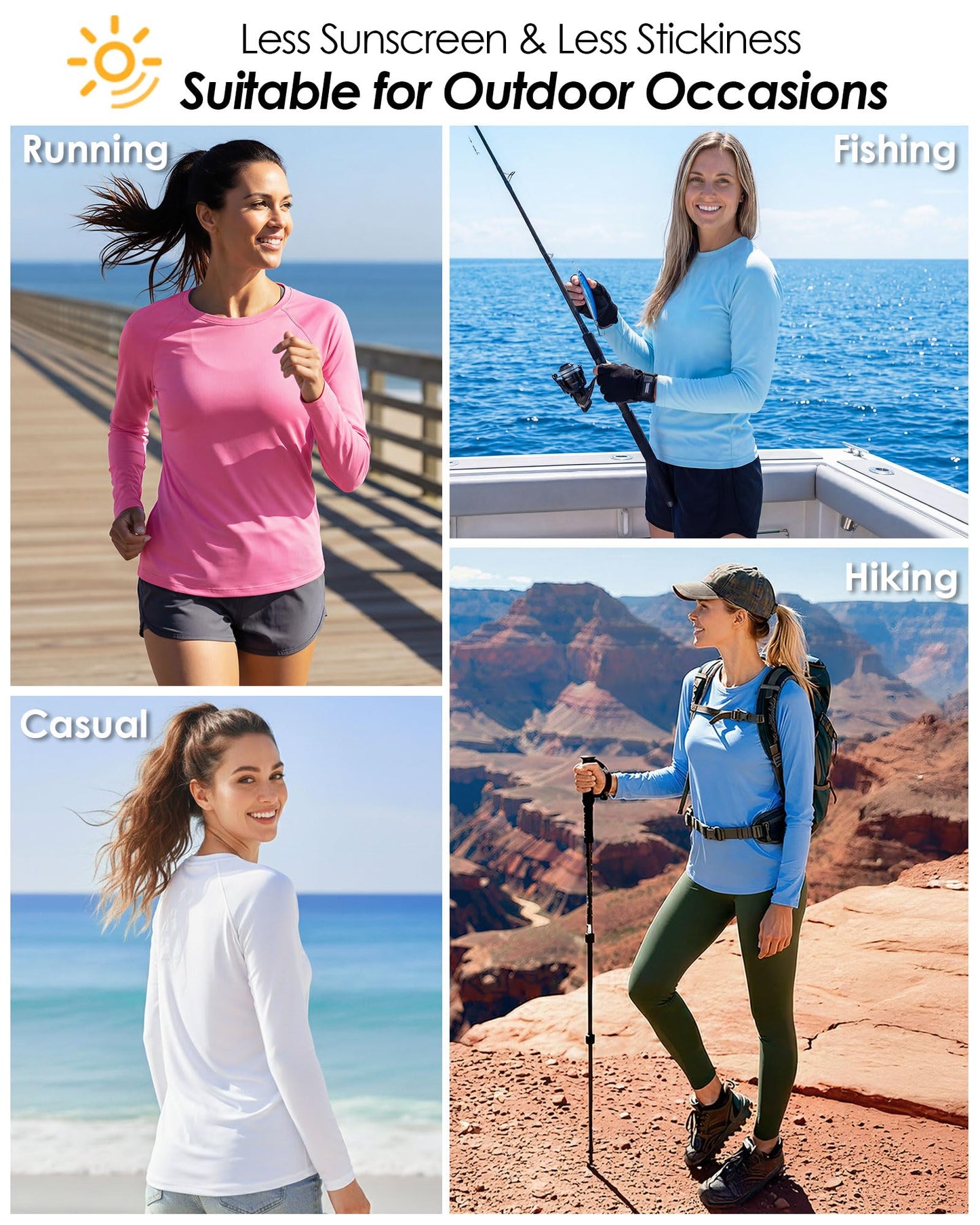 Boladeci Sun Shirts for Women Rash Guard Long Sleeve Swim Shirt UPF 50+ UV Protection Athletic Workout Tops Grey Pink L