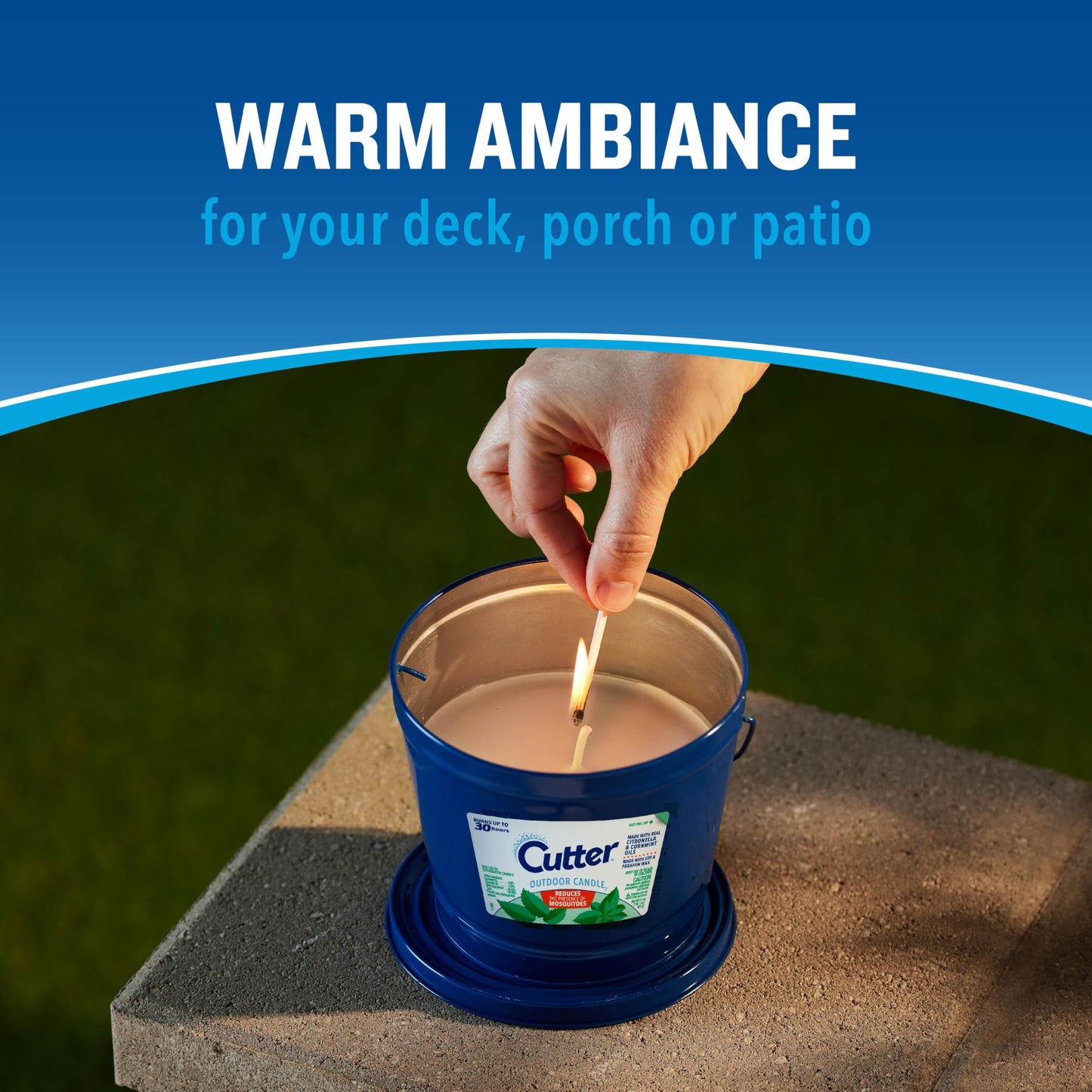 Cutter Candle, Outdoor Soy Wax Candle Made with Real Citronella Oil and Cornmint Oil Reduces The Presence of Mosquitoes with A Light, Fragrant Citronella and Mint Scent, 17 Ounces, 6 Pack