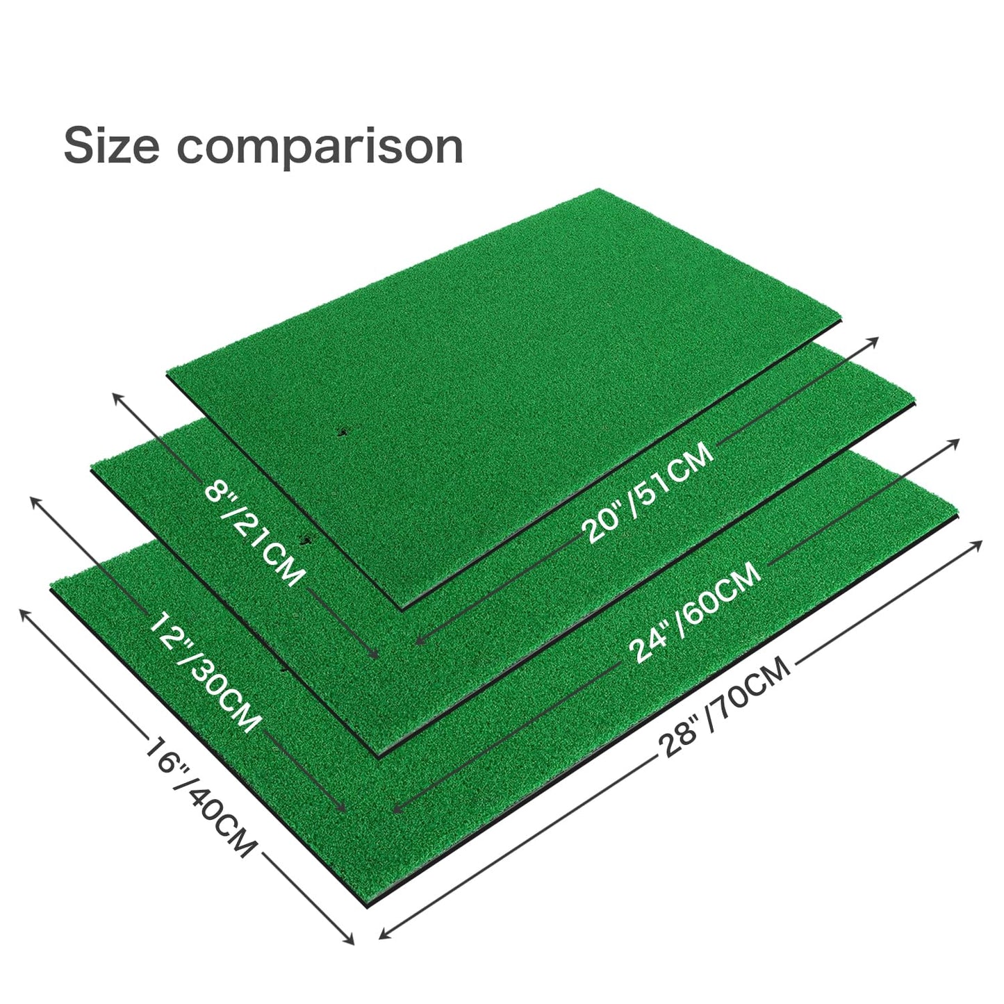 IKULE Golf Mat Practice Hitting Mat with Rubber Tee Holder Realistic Grass Putting Mats Portable Outdoor Sports Golf Training Turf Mat Indoor Office in 40 * 70cm